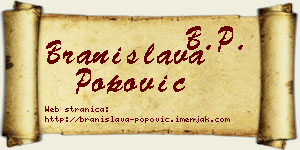 Branislava Popović vizit kartica